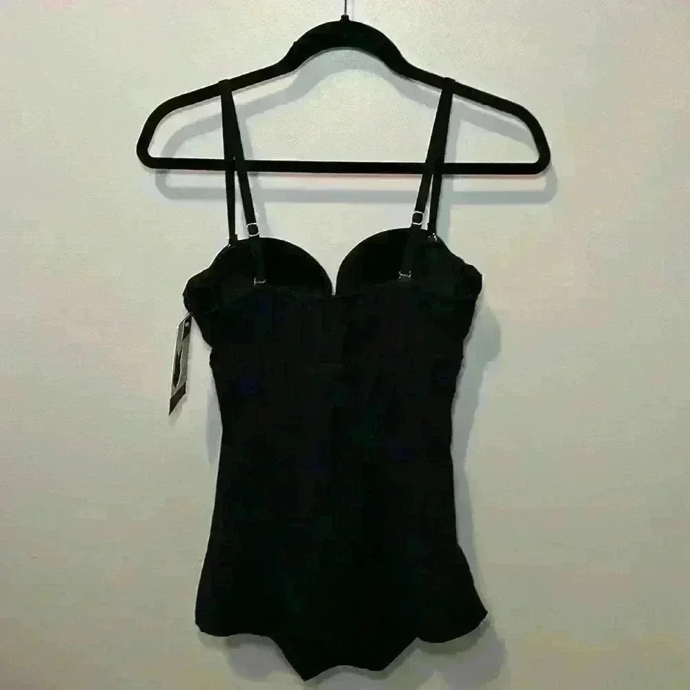 Christina Swimwear NWT Black with Skirt Tummy Tamer Hip Minimizer 1 pc Women 10 - Picture 4 of 13
